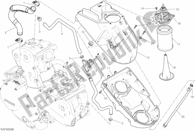 Todas as partes de Entrada De Ar - Respirador De óleo do Ducati Monster 1200 R USA 2018